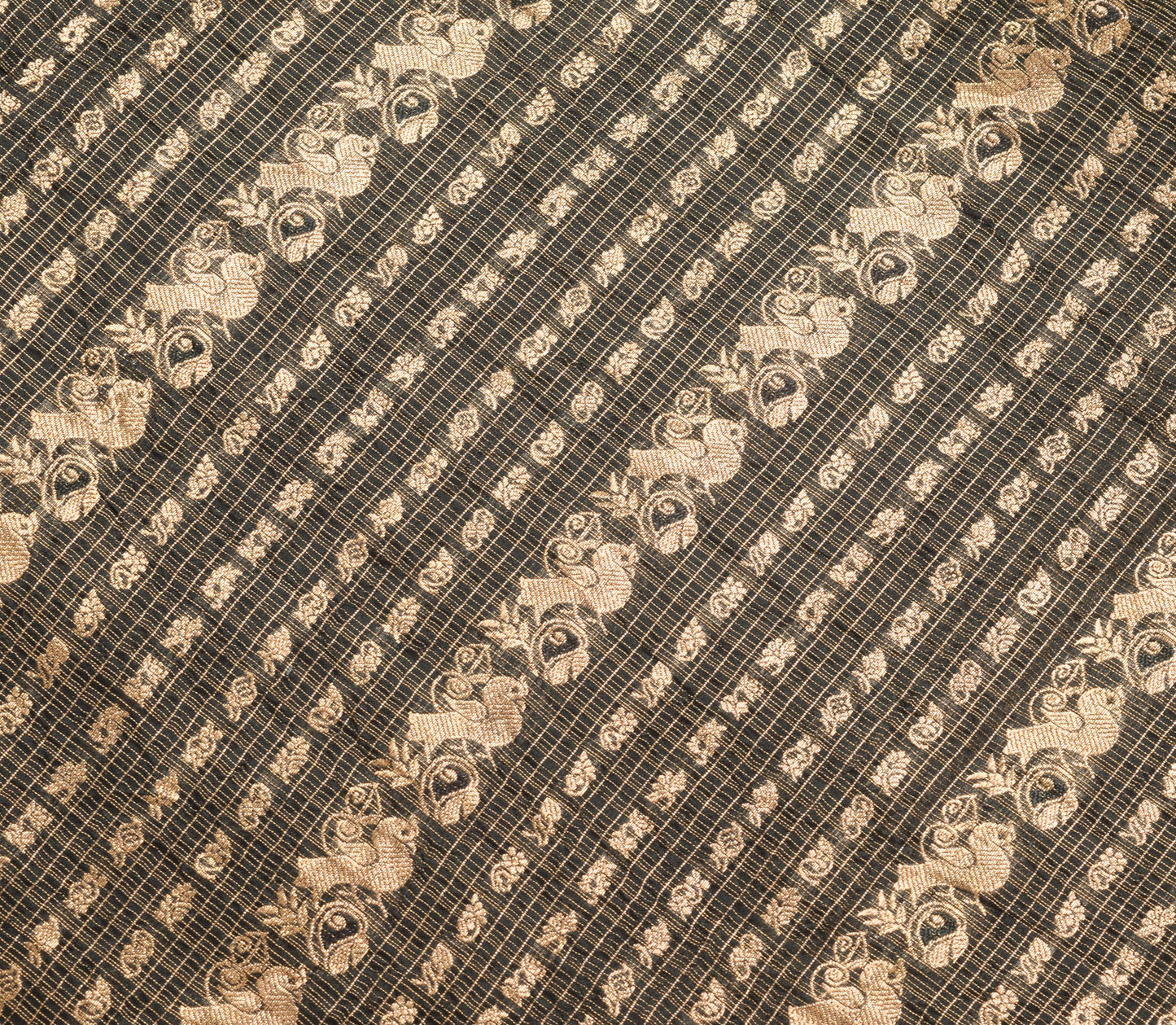 Sushila Vintage Black Zari Woven Kanjivaram Saree HEAVY Pure Tissue Silk Sari Craft Fabric