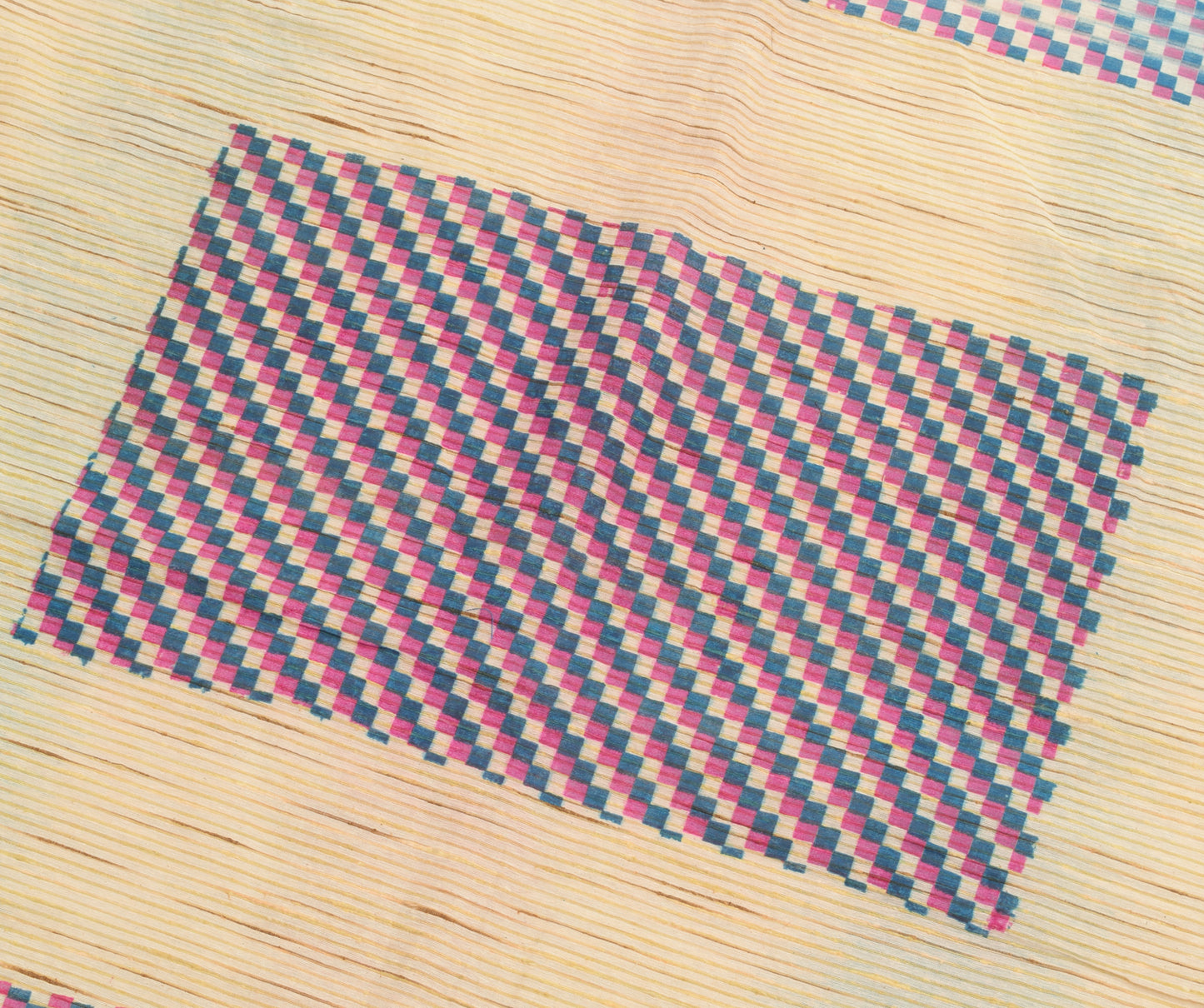 Sushila Vintage Cream Indian Saree Blend Silk Stripes Woven Sari Craft Fabric