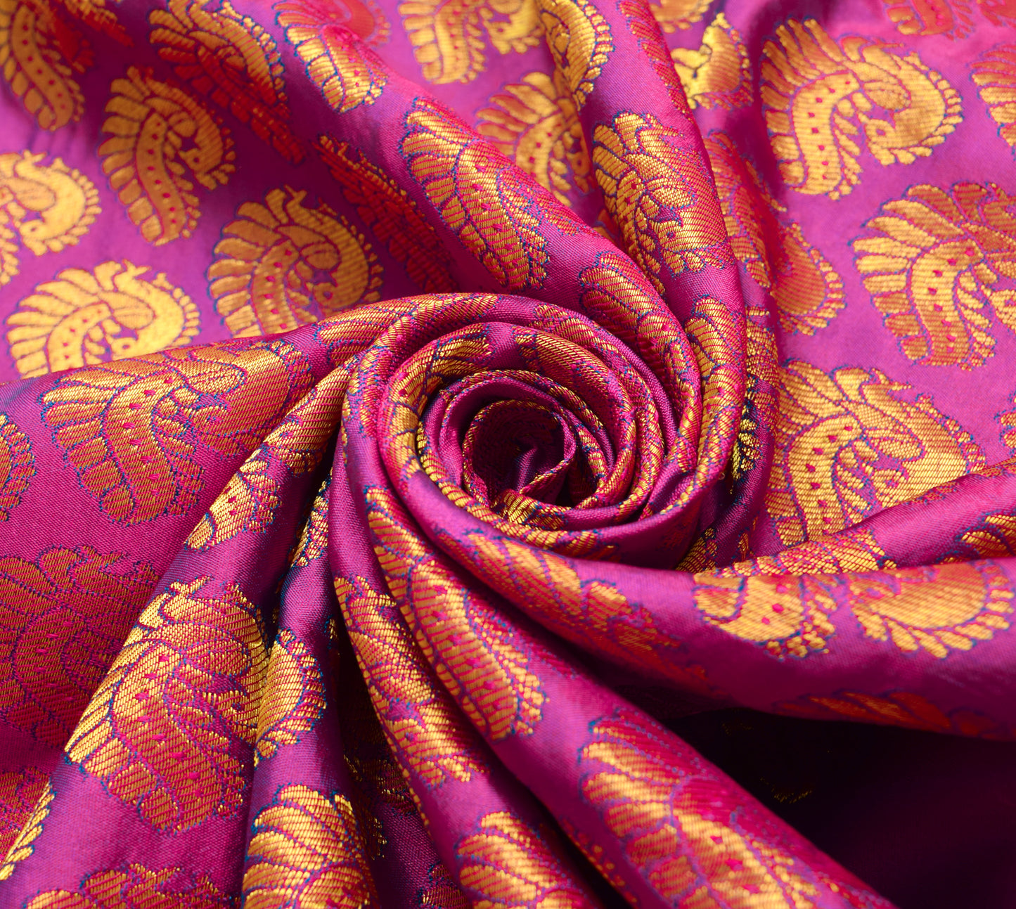 Sushila Vintage Magenta Green Kanchipuram Saree Bridal Art Silk Heavy Gold Zari Brocade Sari Craft Fabric
