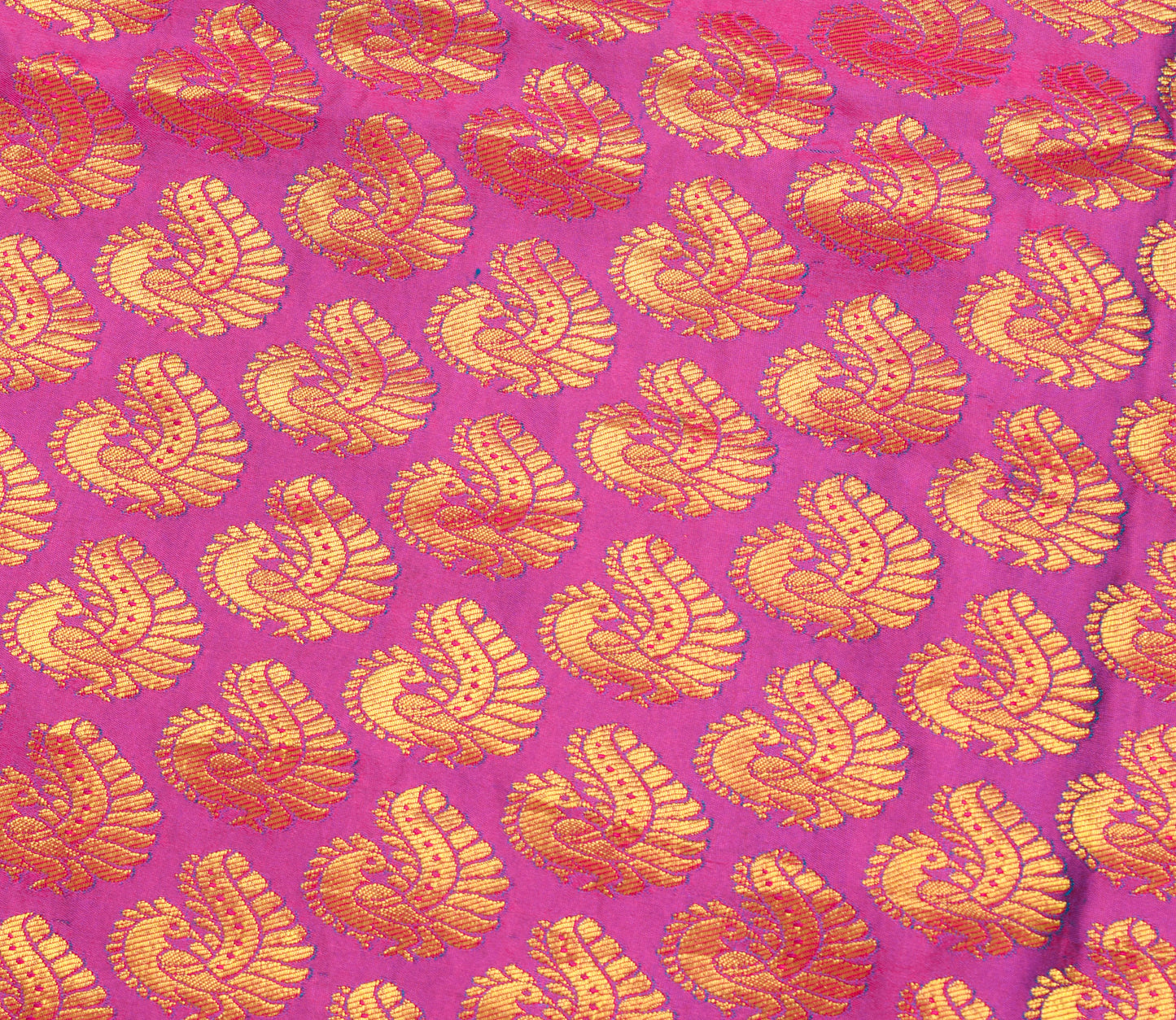 Sushila Vintage Magenta Green Kanchipuram Saree Bridal Art Silk Heavy Gold Zari Brocade Sari Craft Fabric