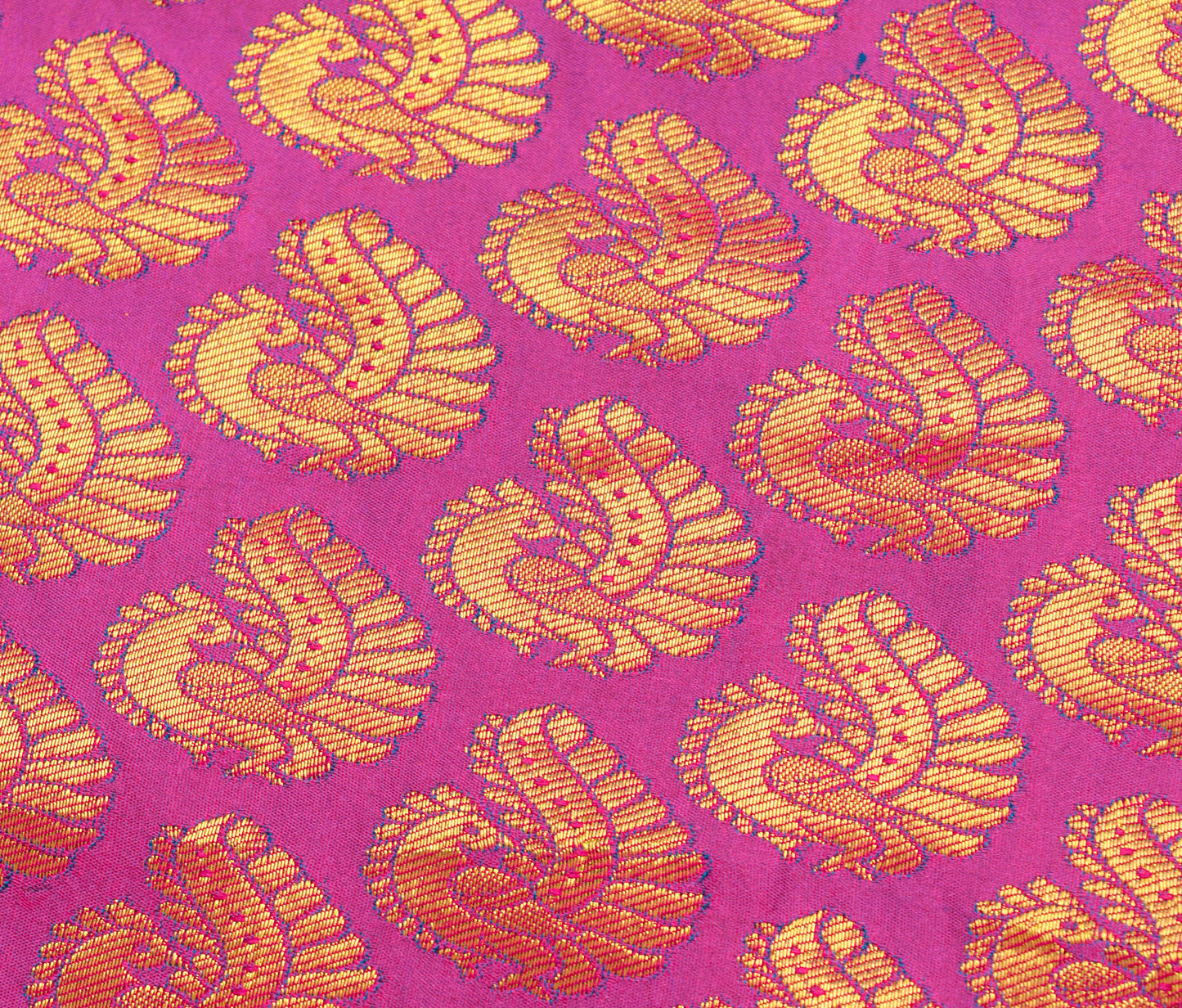 Sushila Vintage Magenta Green Kanchipuram Saree Bridal Art Silk Heavy Gold Zari Brocade Sari Craft Fabric