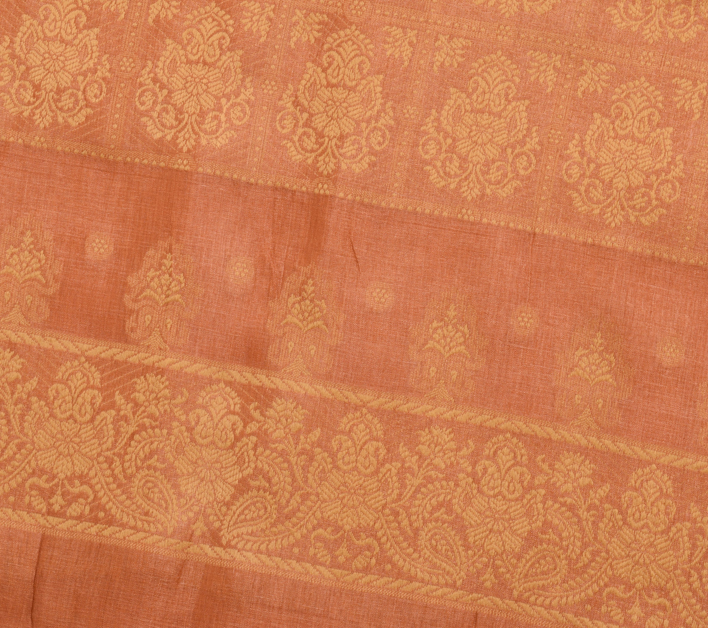 Sushila Vintage Rust Indian Saree 100% Pure Silk Woven 5 YD Sari Craft Fabric