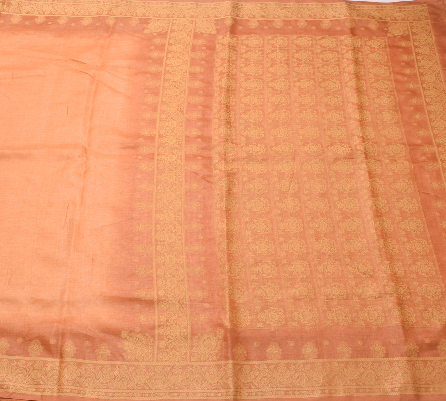 Sushila Vintage Rust Indian Saree 100% Pure Silk Woven 5 YD Sari Craft Fabric
