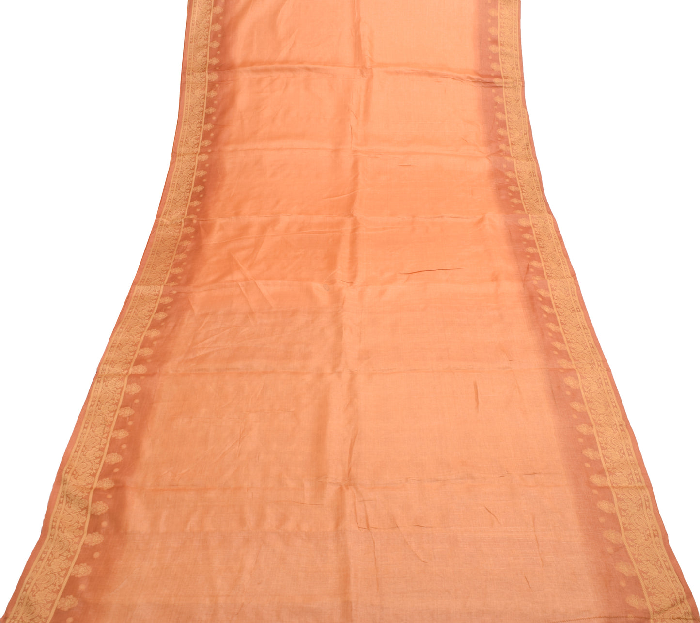 Sushila Vintage Rust Indian Saree 100% Pure Silk Woven 5 YD Sari Craft Fabric