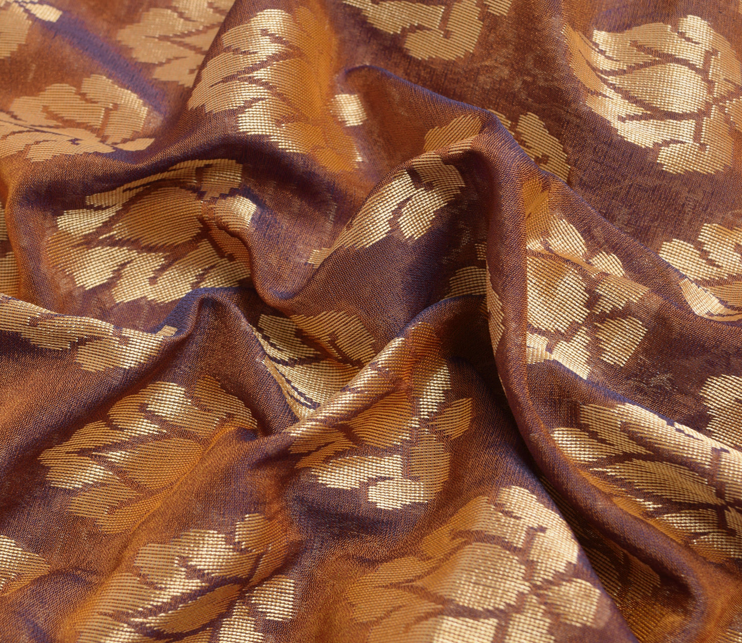 Sushila Vintage Dual Tone Saree Art Silk Woven Floral Women's Sari Craft Fabric