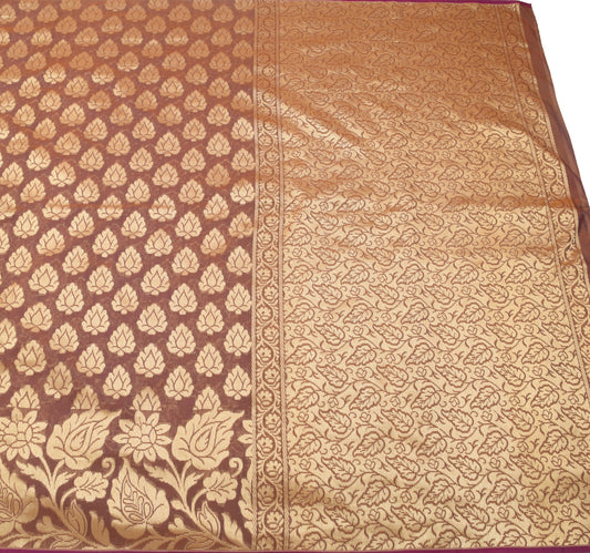 Sushila Vintage Dual Tone Saree Art Silk Woven Floral Women's Sari Craft Fabric