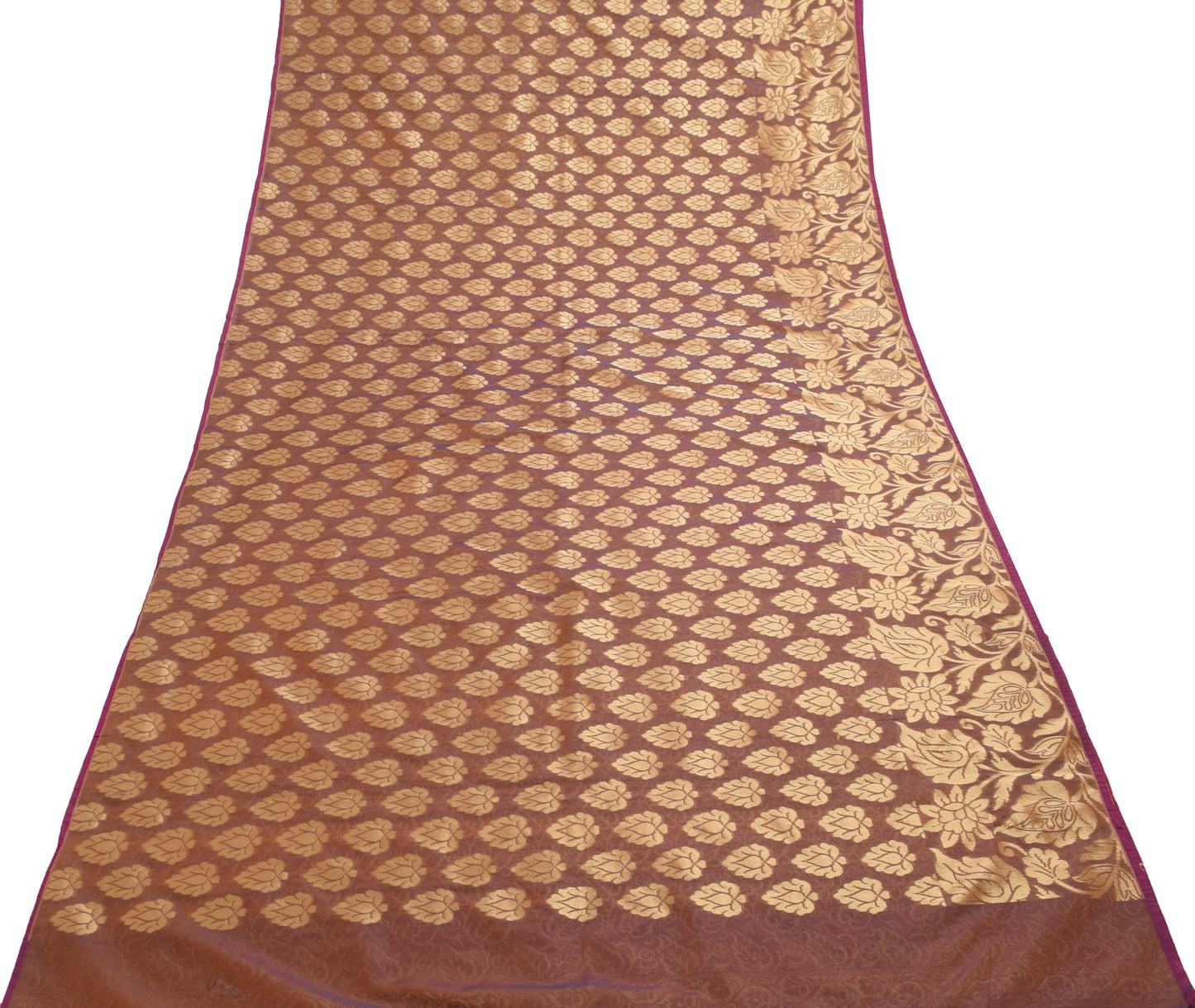 Sushila Vintage Dual Tone Saree Art Silk Woven Floral Women's Sari Craft Fabric