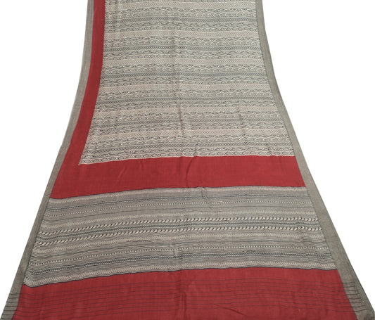 Sushila Vintage Black Branded Saree 100% Pure Woolen Printed Floral Sari Fabric