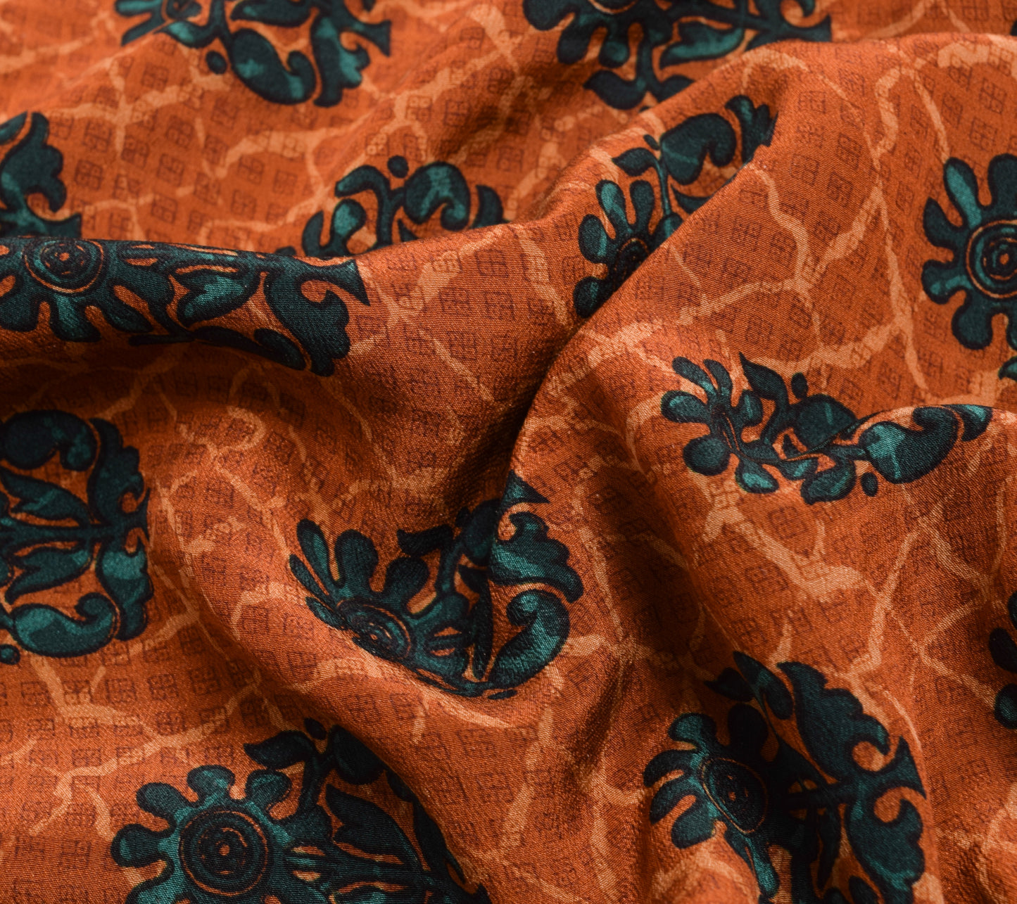 Sushila Vintage Brown Floral Saree 100% Pure Crepe Silk Printed Soft Sari Fabric