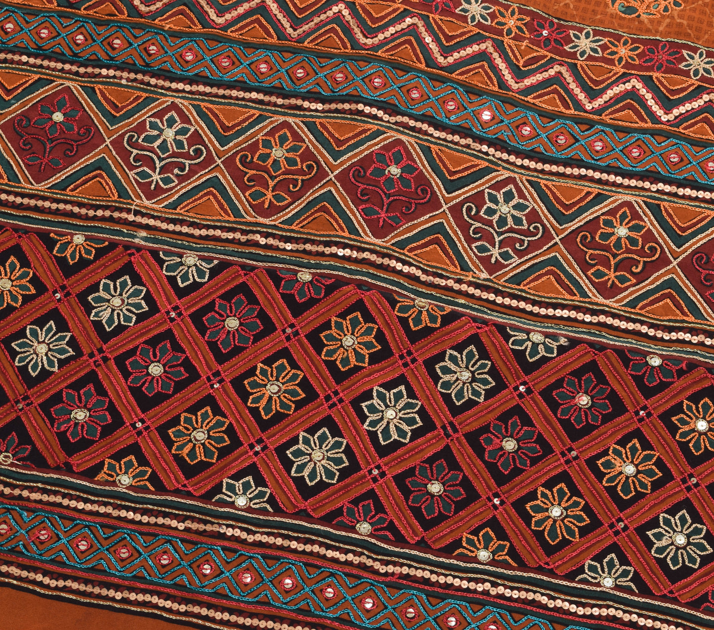 Sushila Vintage Brown Floral Saree 100% Pure Crepe Silk Printed Soft Sari Fabric