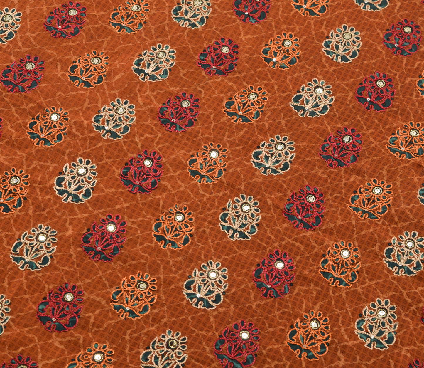 Sushila Vintage Brown Floral Saree 100% Pure Crepe Silk Printed Soft Sari Fabric