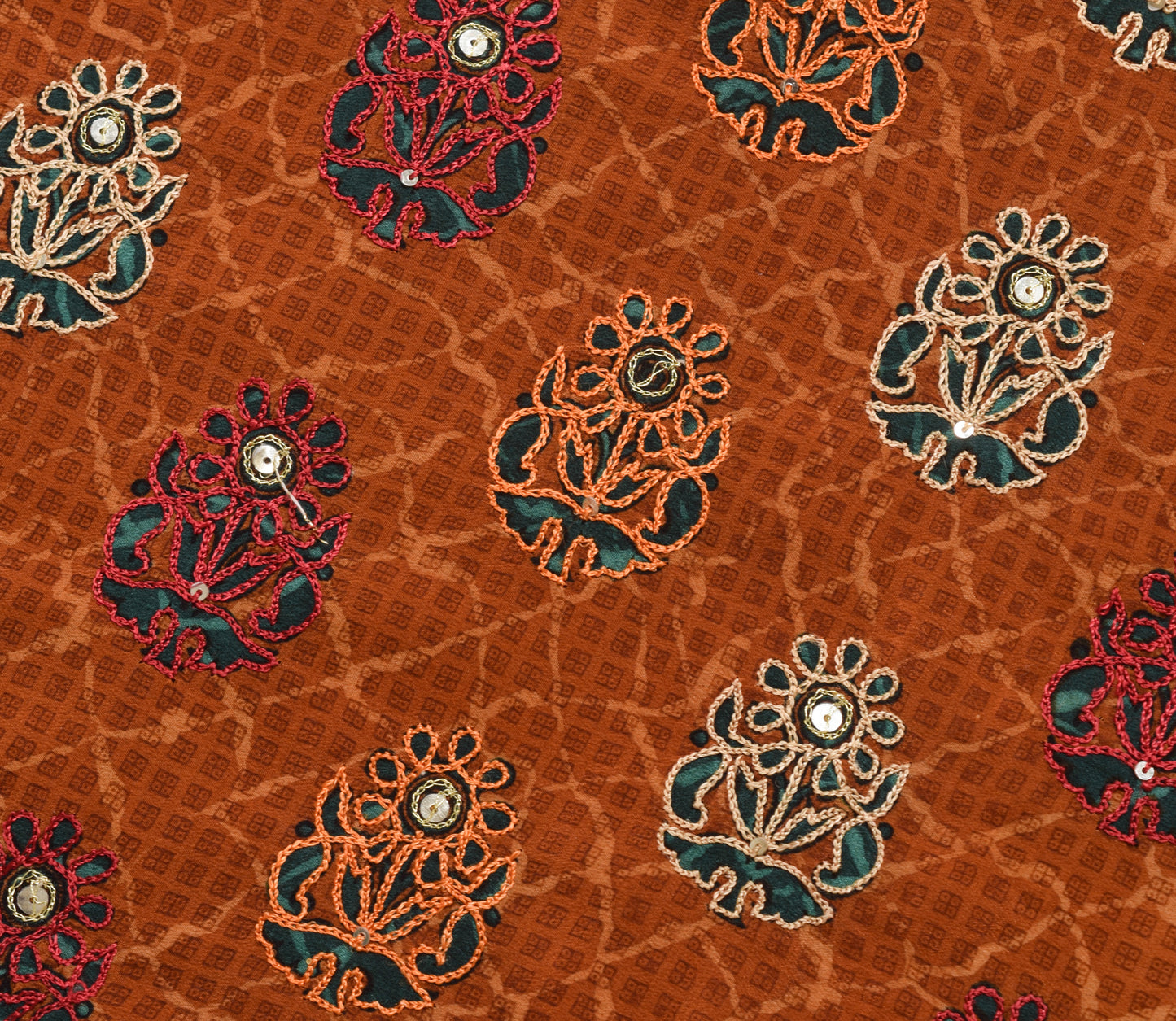 Sushila Vintage Brown Floral Saree 100% Pure Crepe Silk Printed Soft Sari Fabric