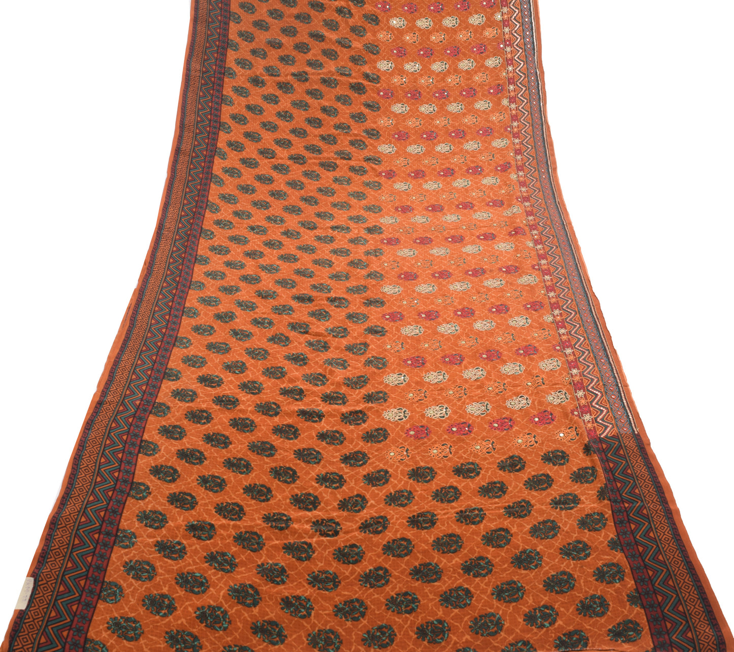 Sushila Vintage Brown Floral Saree 100% Pure Crepe Silk Printed Soft Sari Fabric