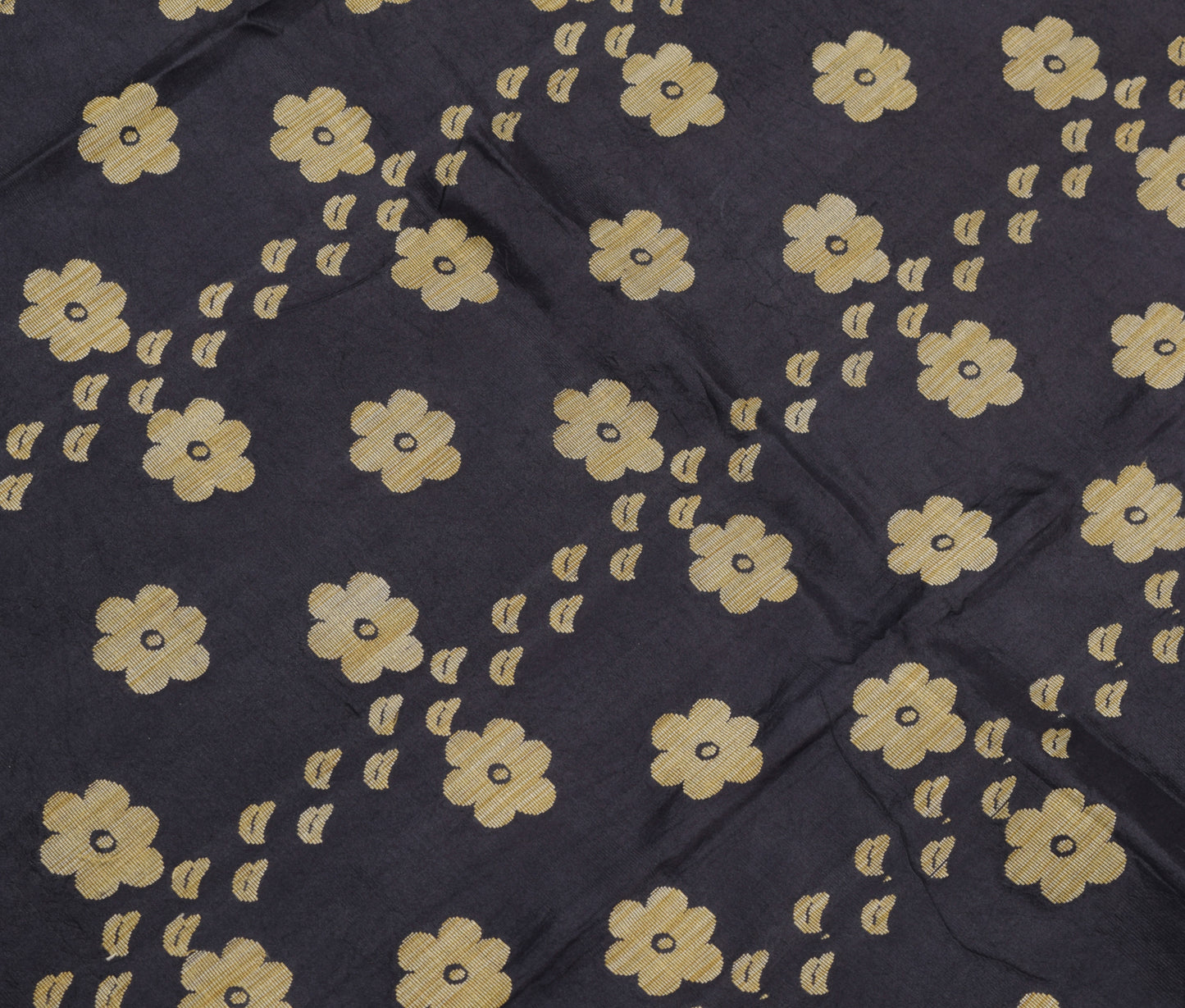 Sushila Vintage Black & Gold-Toned Floral Woven Design Zari 100% Pure Silk Saree