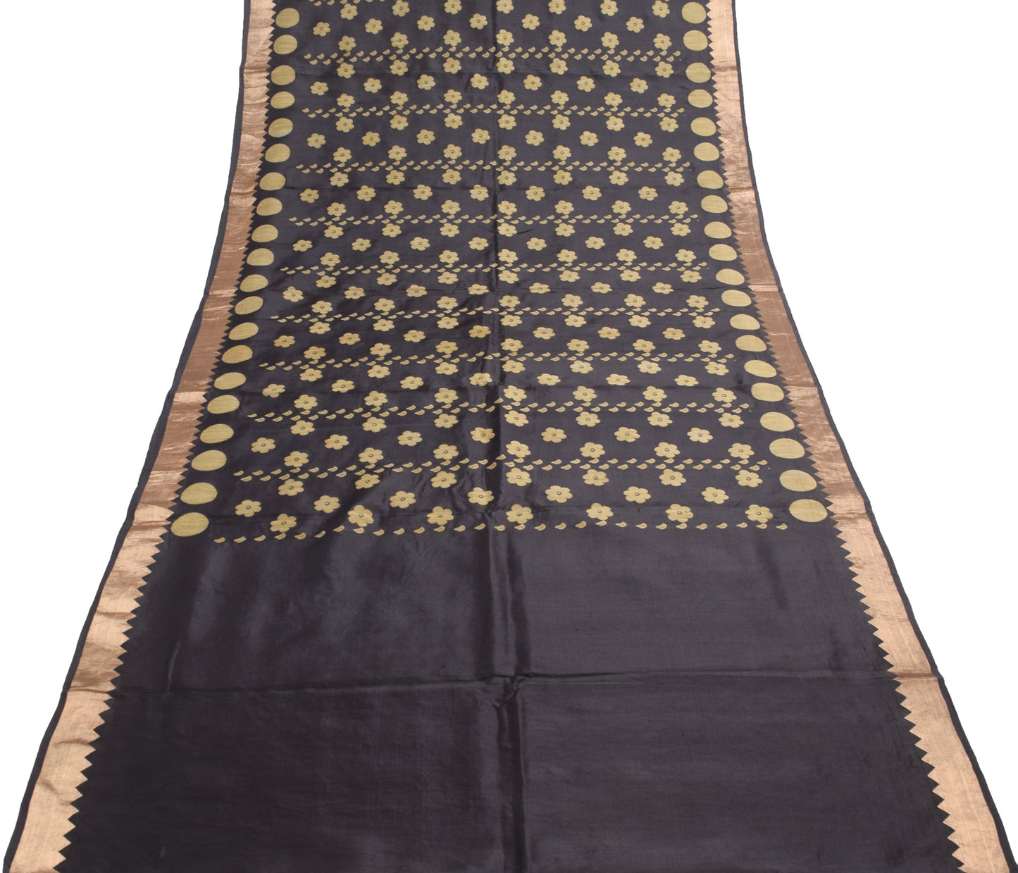 Sushila Vintage Black & Gold-Toned Floral Woven Design Zari 100% Pure Silk Saree