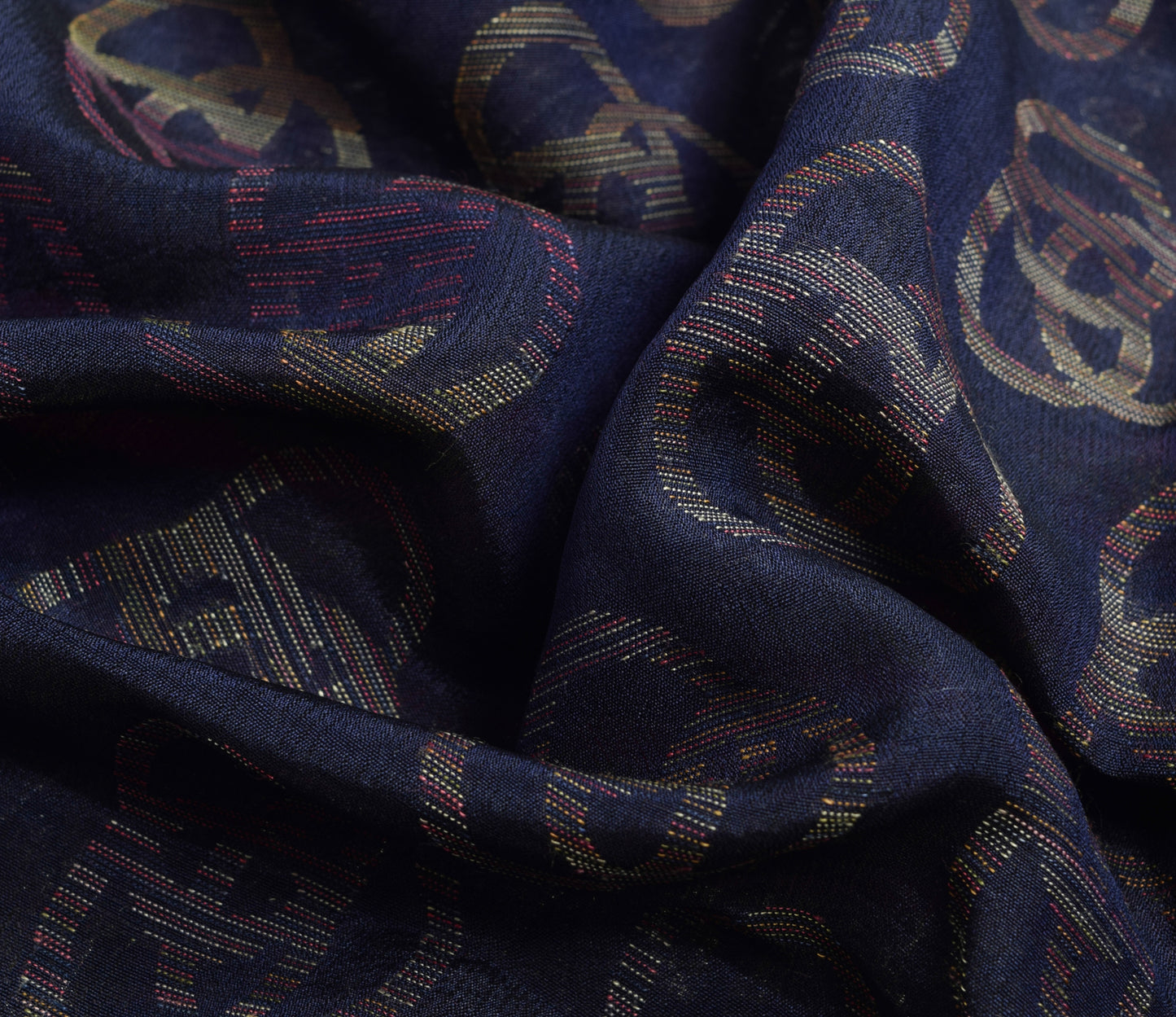 Sushila Vintage Dark Blue Saree 100% Pure Silk Woven Traditional Sari Fabric