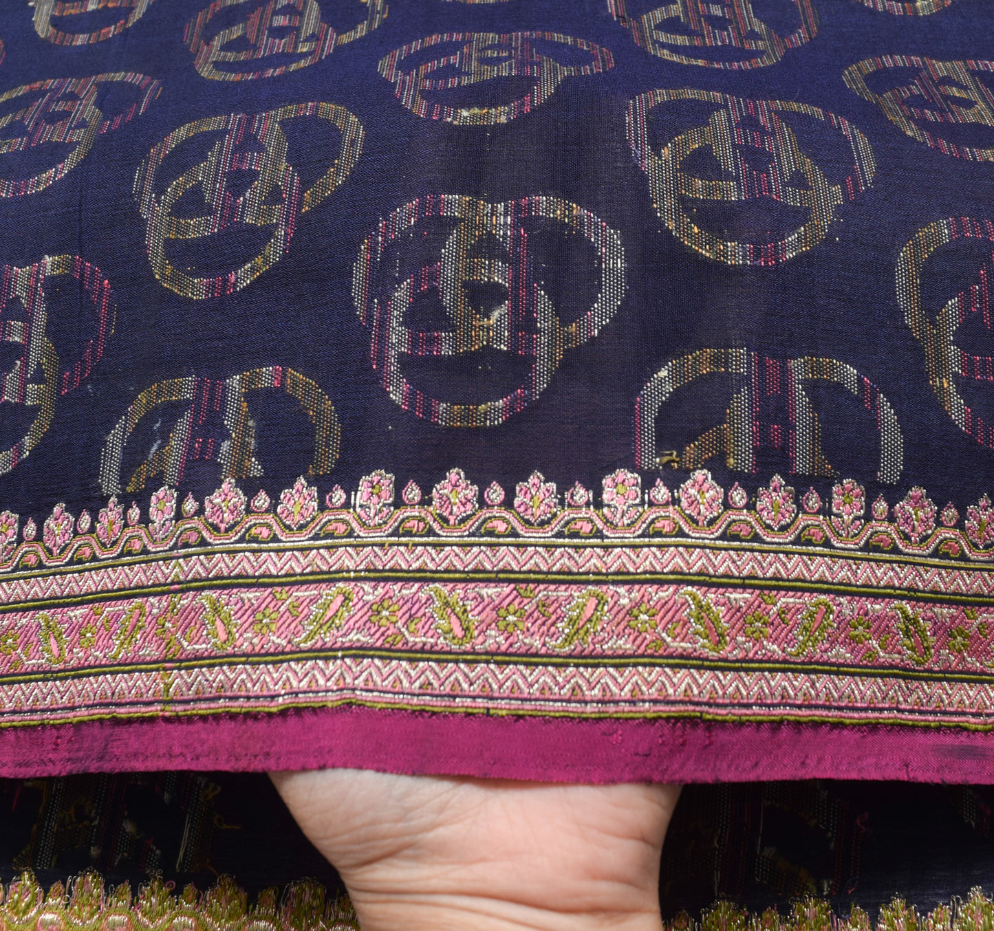Sushila Vintage Dark Blue Saree 100% Pure Silk Woven Traditional Sari Fabric