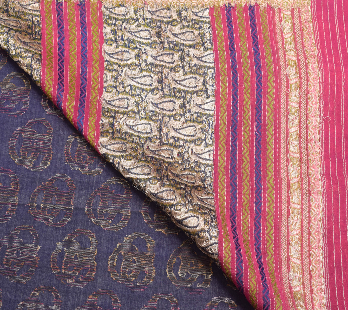 Sushila Vintage Dark Blue Saree 100% Pure Silk Woven Traditional Sari Fabric