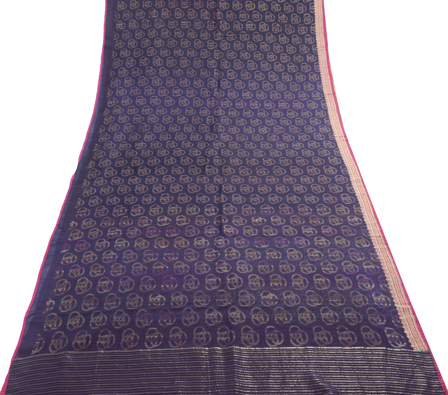 Sushila Vintage Dark Blue Saree 100% Pure Silk Woven Traditional Sari Fabric