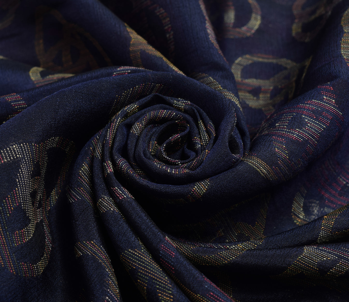 Sushila Vintage Dark Blue Saree 100% Pure Silk Woven Traditional Sari Fabric