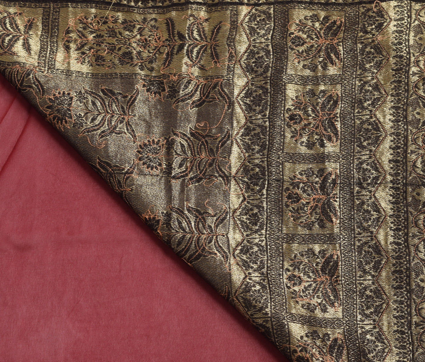 Sushila Vintage Maroon With Black Zari Brocade Saree Georgette Silk Sari Fabric