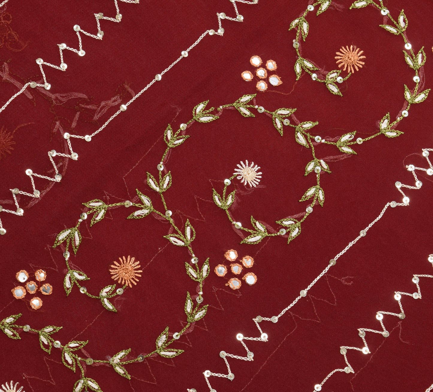 Sushila Vintage Maroon With Black Zari Brocade Saree Georgette Silk Sari Fabric