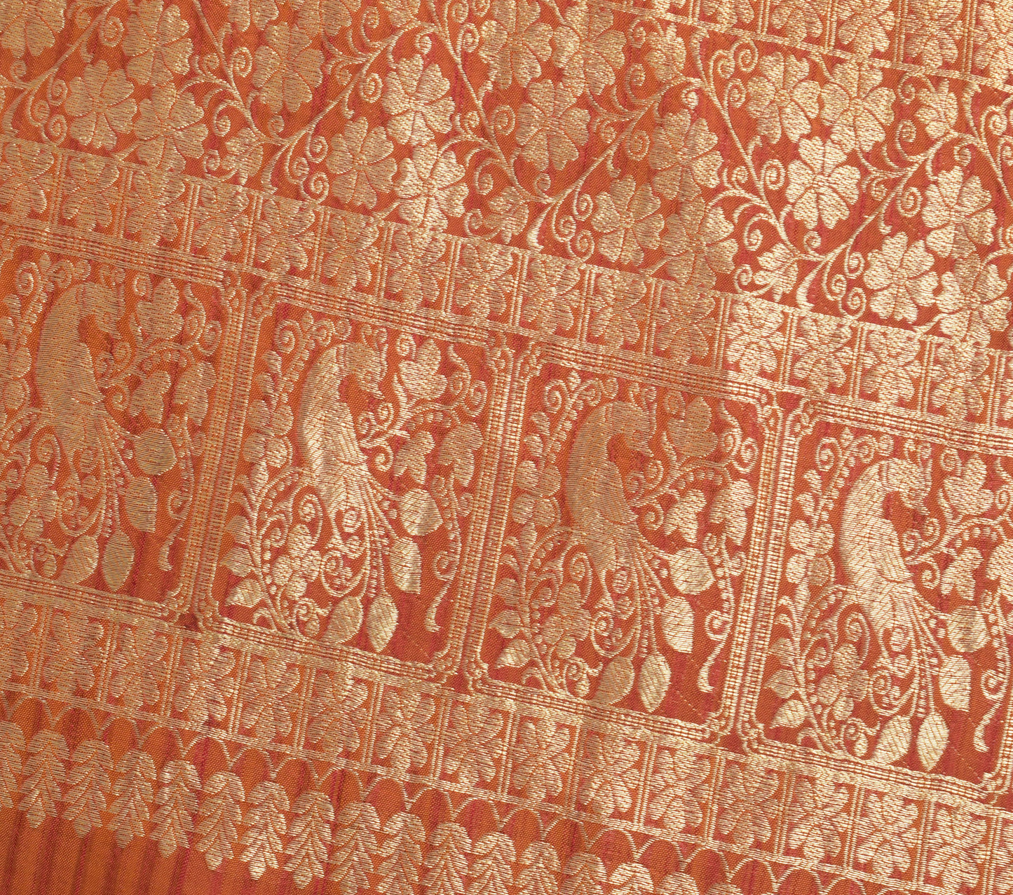 Sushila Vintage Maroon & Mustard Saree 100% Pure Silk Floral Woven Kanjivaram Sari Craft Fabric