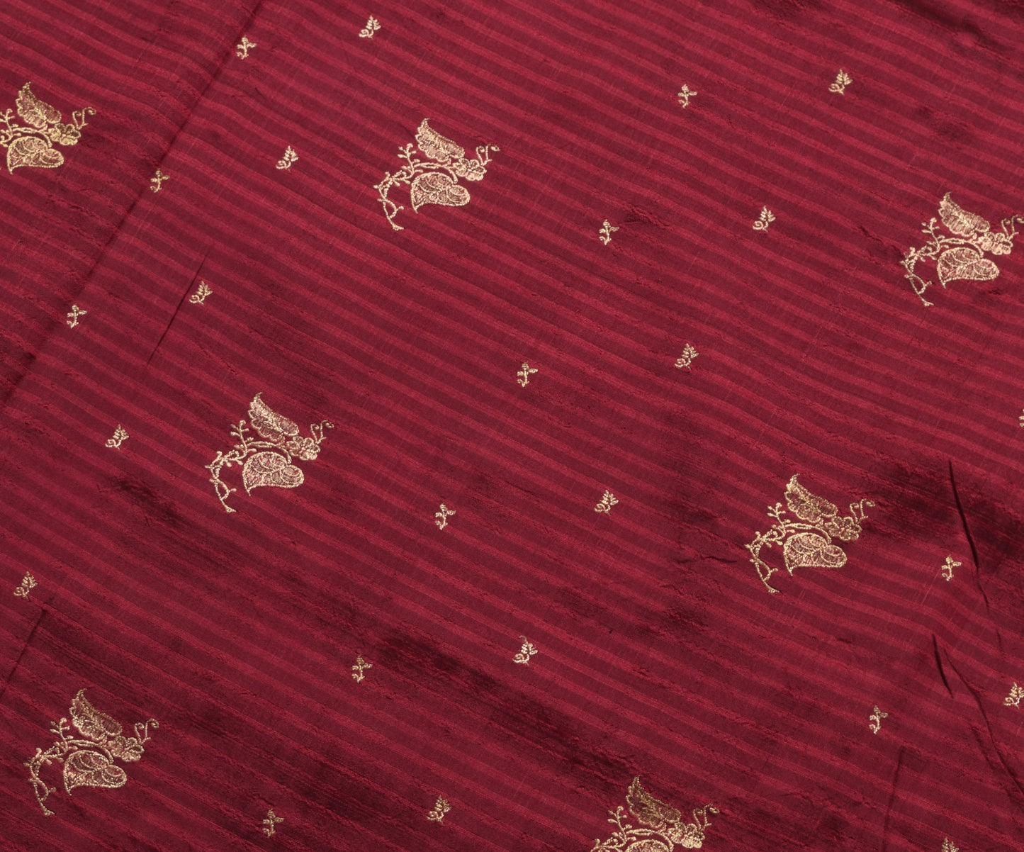 Sushila Vintage Maroon & Mustard Saree 100% Pure Silk Floral Woven Kanjivaram Sari Craft Fabric