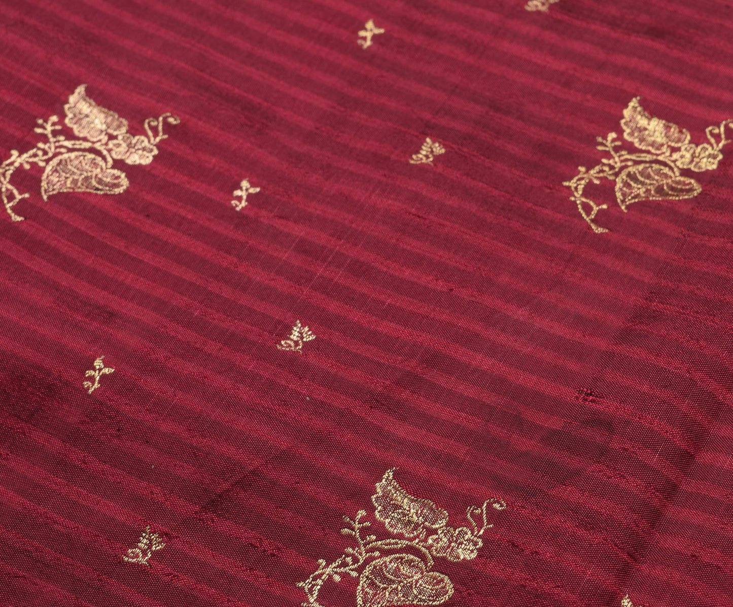 Sushila Vintage Maroon & Mustard Saree 100% Pure Silk Floral Woven Kanjivaram Sari Craft Fabric