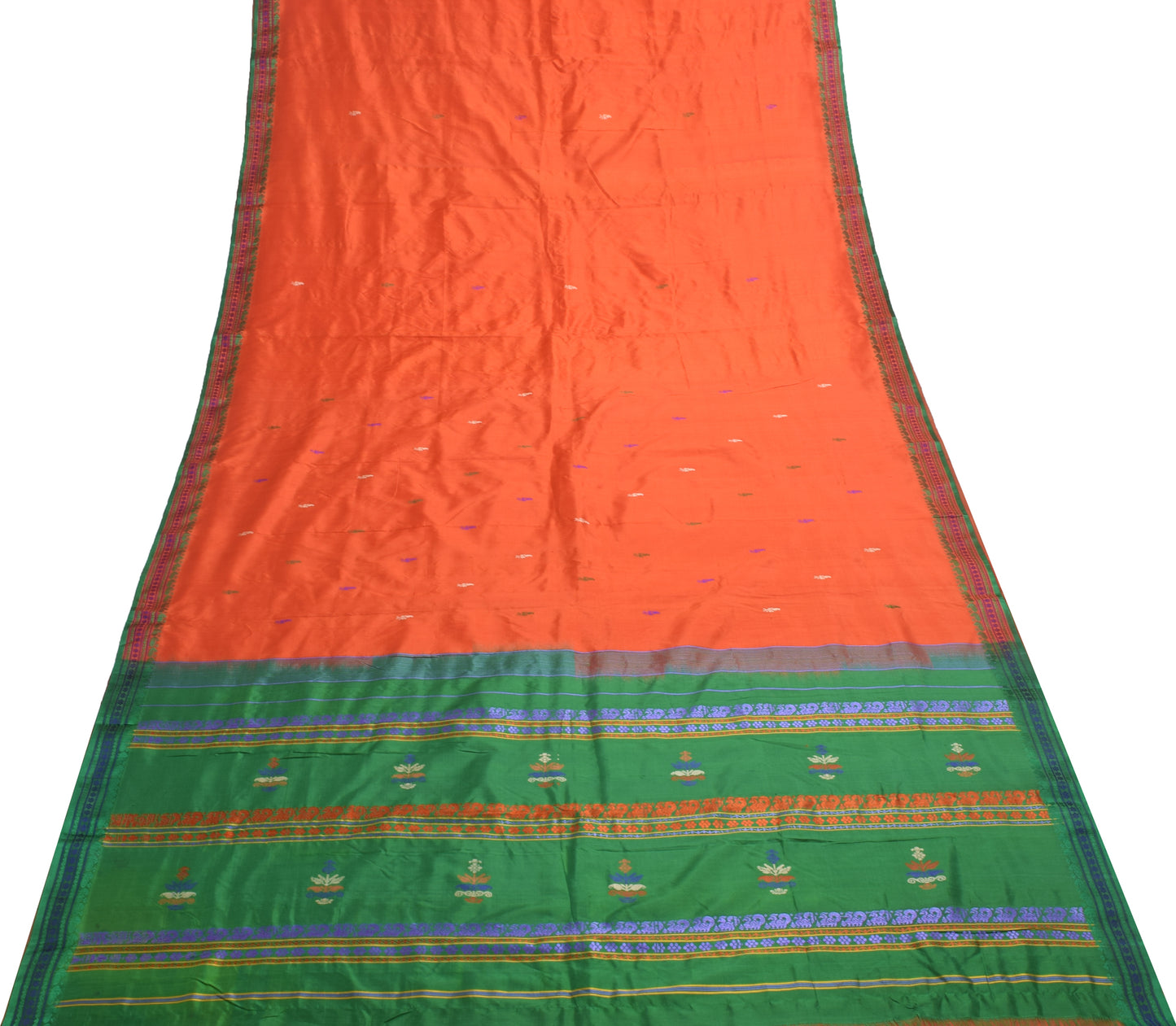 Sushila Vintage Rust Traditional Saree 100% Pure Silk Woven Paisley Sari Fabric