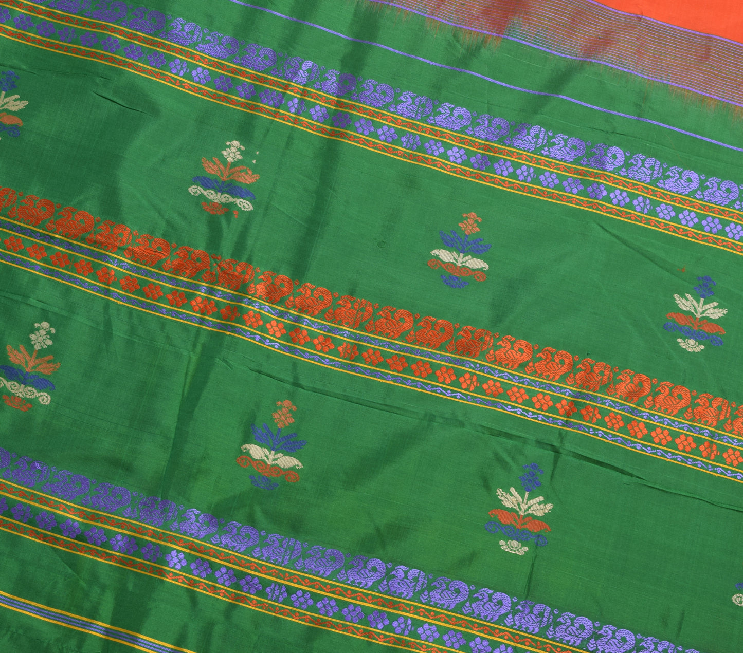 Sushila Vintage Rust Traditional Saree 100% Pure Silk Woven Paisley Sari Fabric