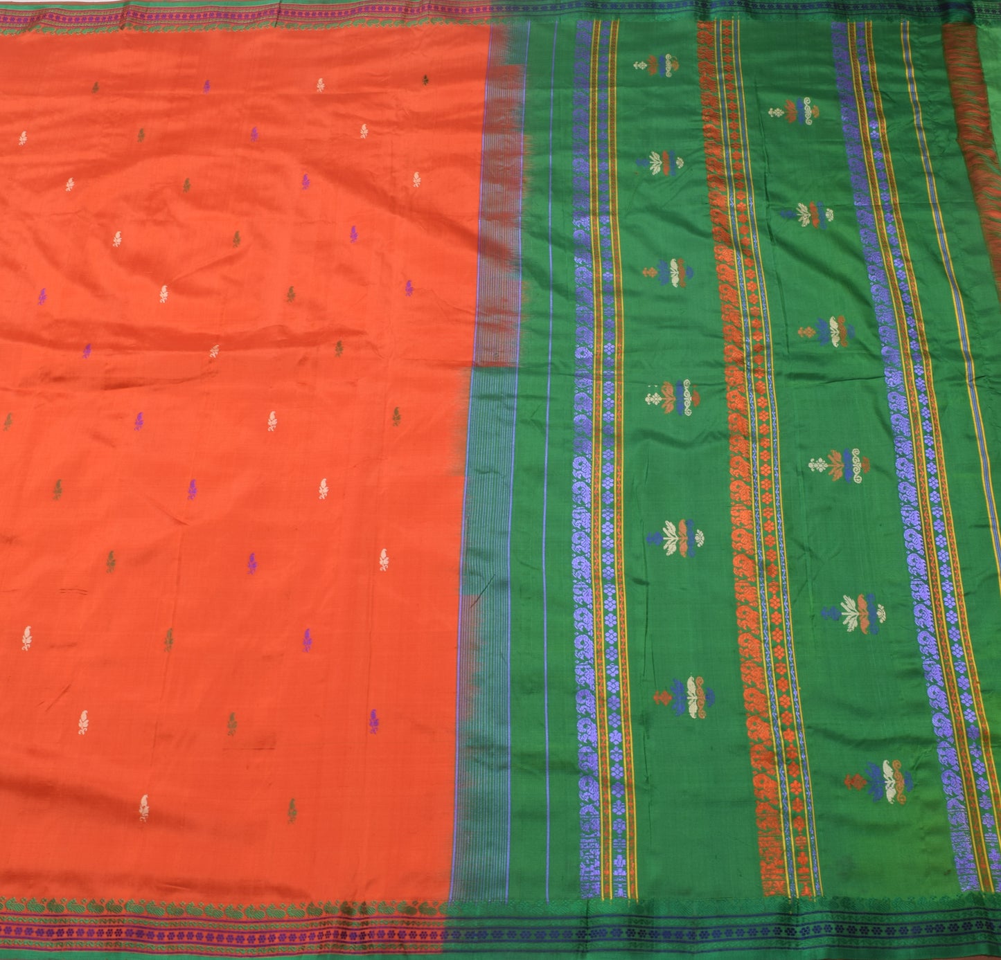Sushila Vintage Rust Traditional Saree 100% Pure Silk Woven Paisley Sari Fabric