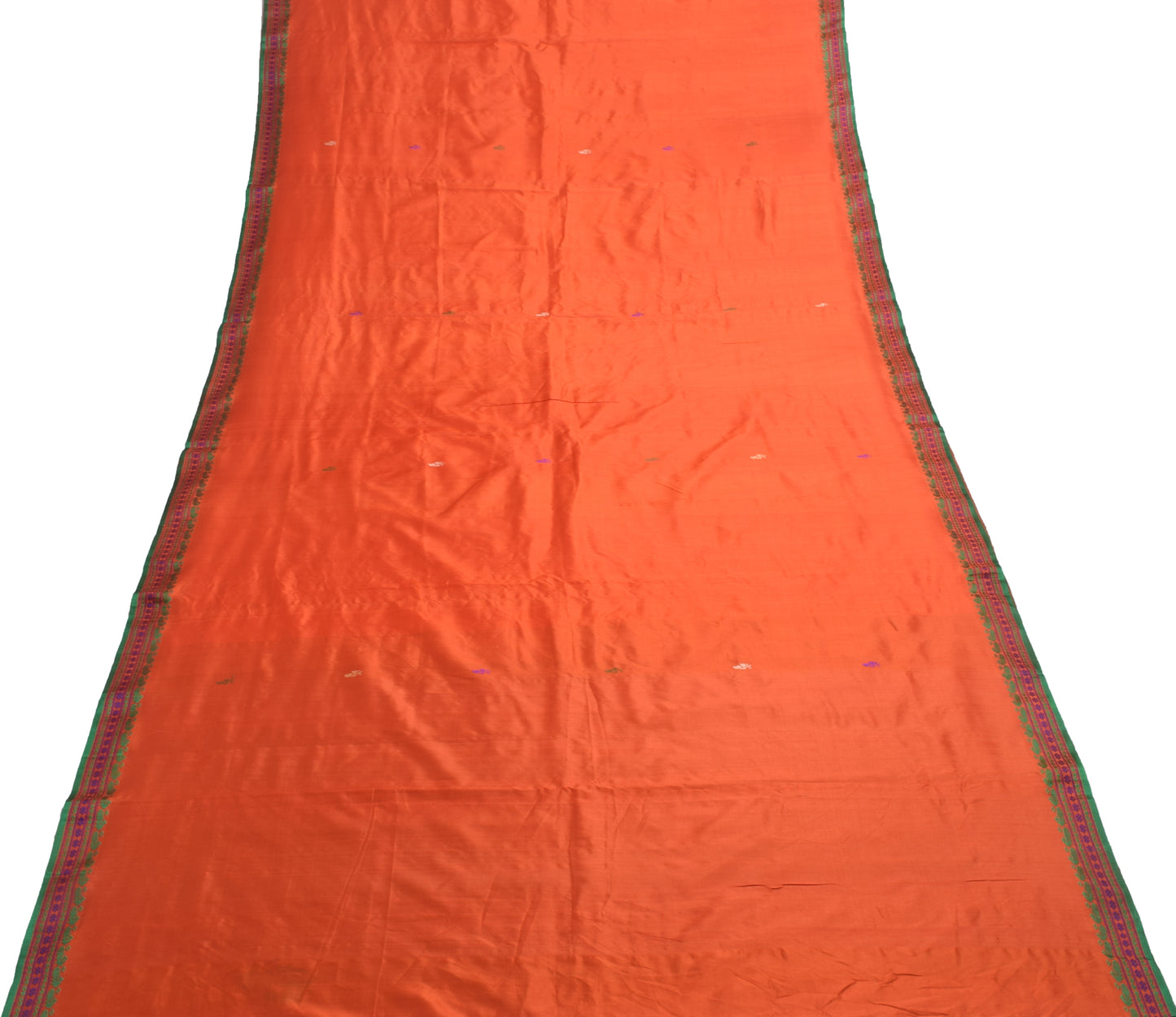 Sushila Vintage Rust Traditional Saree 100% Pure Silk Woven Paisley Sari Fabric