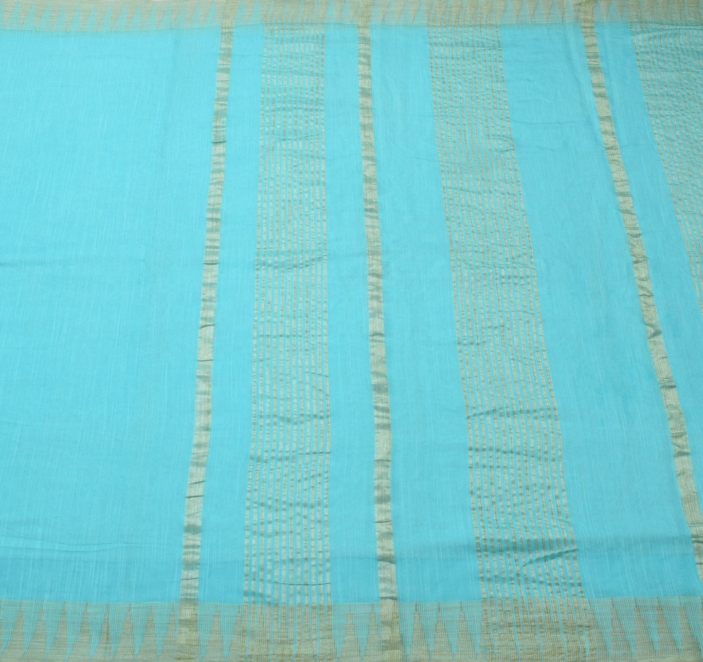 Sushila Vintage Aqua Blue Saree Art Silk Woven Stunning Indian Sari Craft Fabric