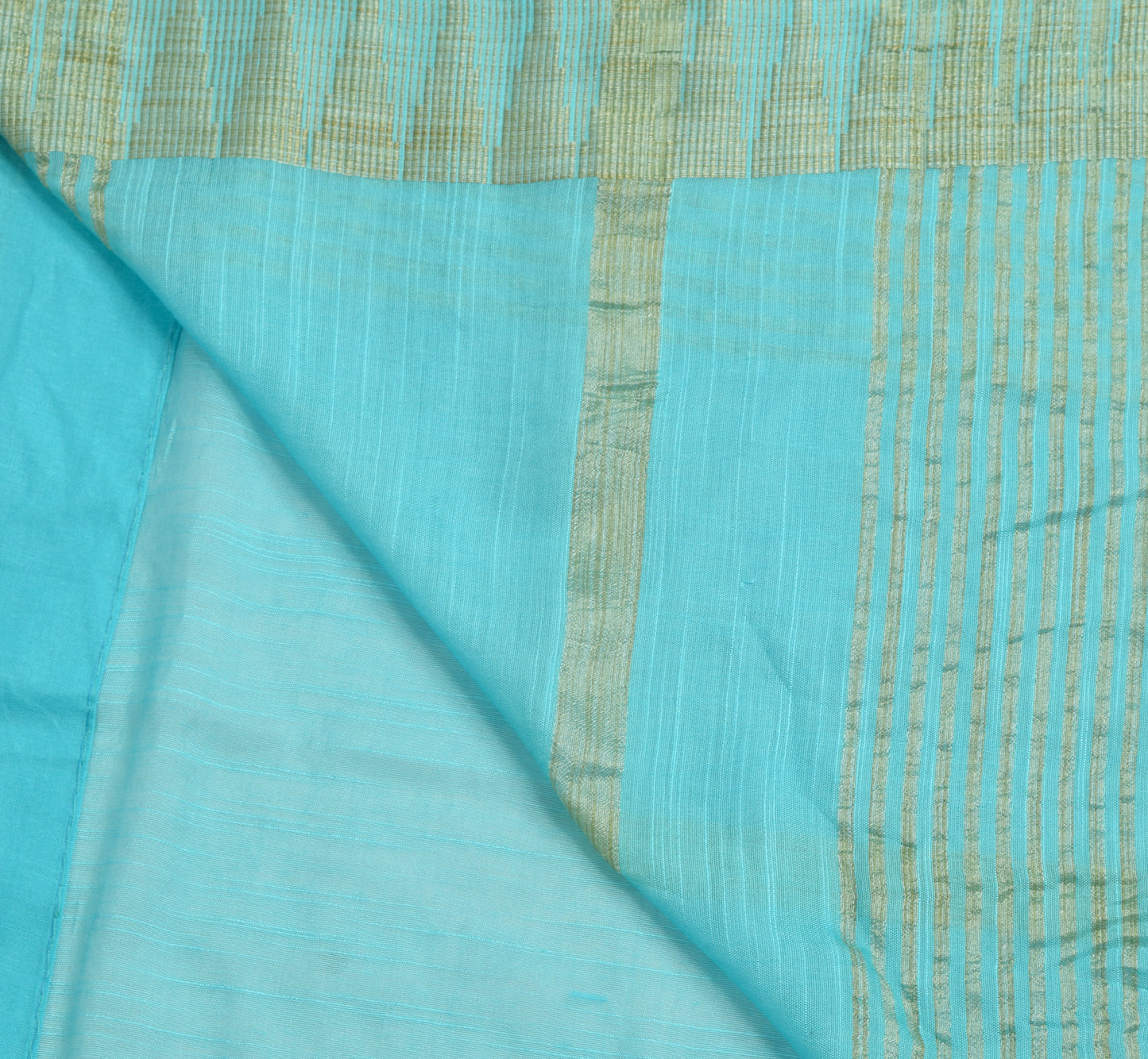 Sushila Vintage Aqua Blue Saree Art Silk Woven Stunning Indian Sari Craft Fabric