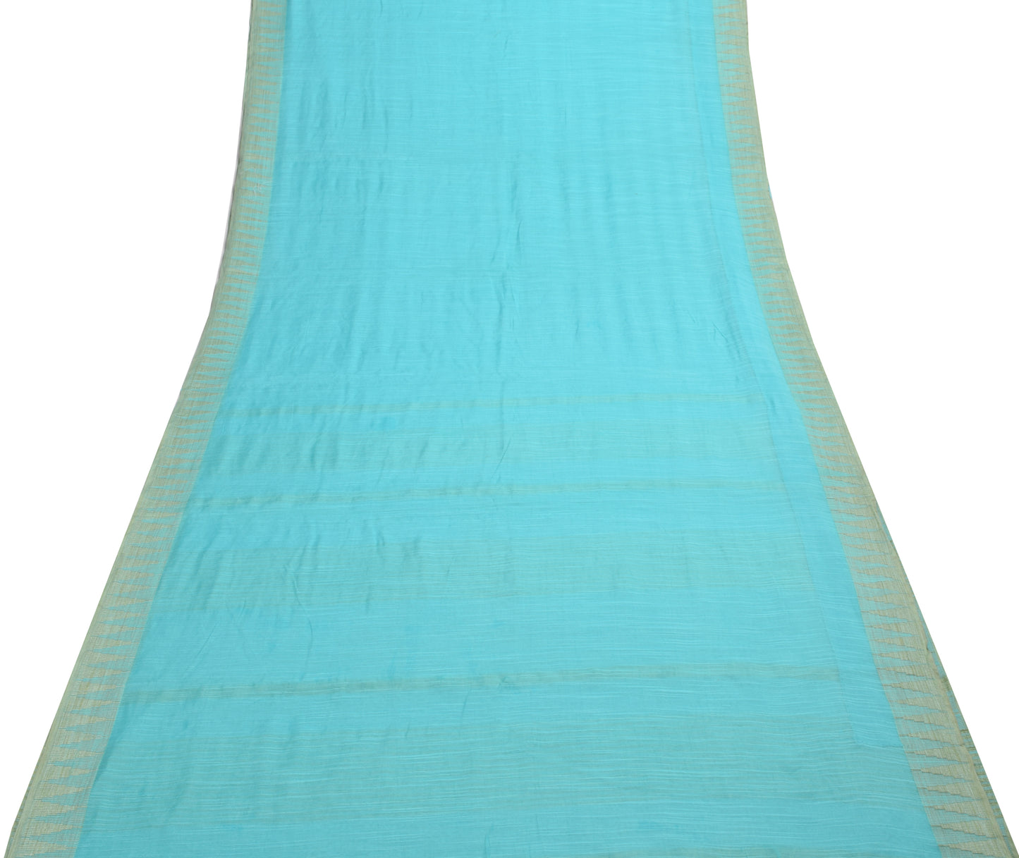 Sushila Vintage Aqua Blue Saree Art Silk Woven Stunning Indian Sari Craft Fabric