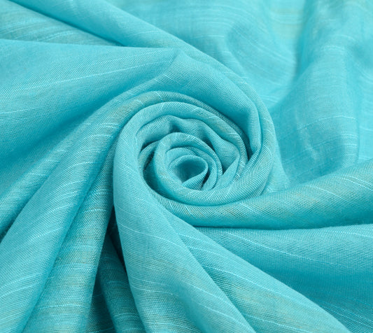 Sushila Vintage Aqua Blue Saree Art Silk Woven Stunning Indian Sari Craft Fabric