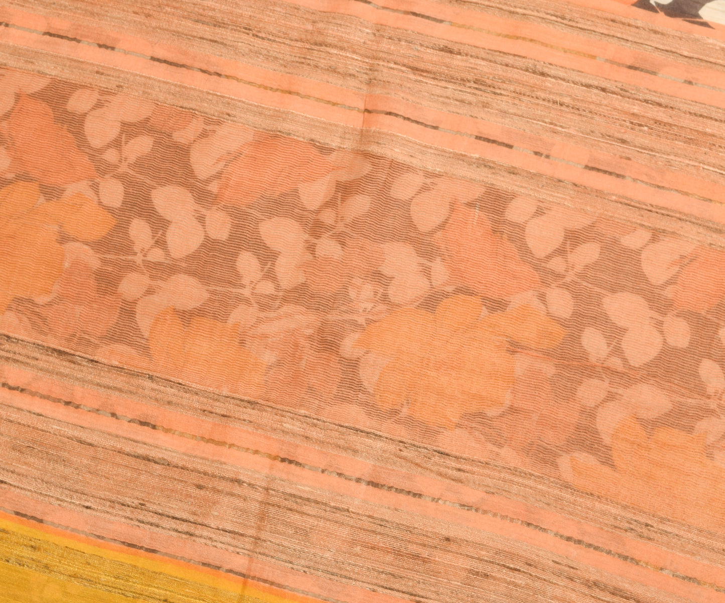 Sushila Vintage Brown Floral Saree 100% Pure Silk Woven & Printed Sari Fabric