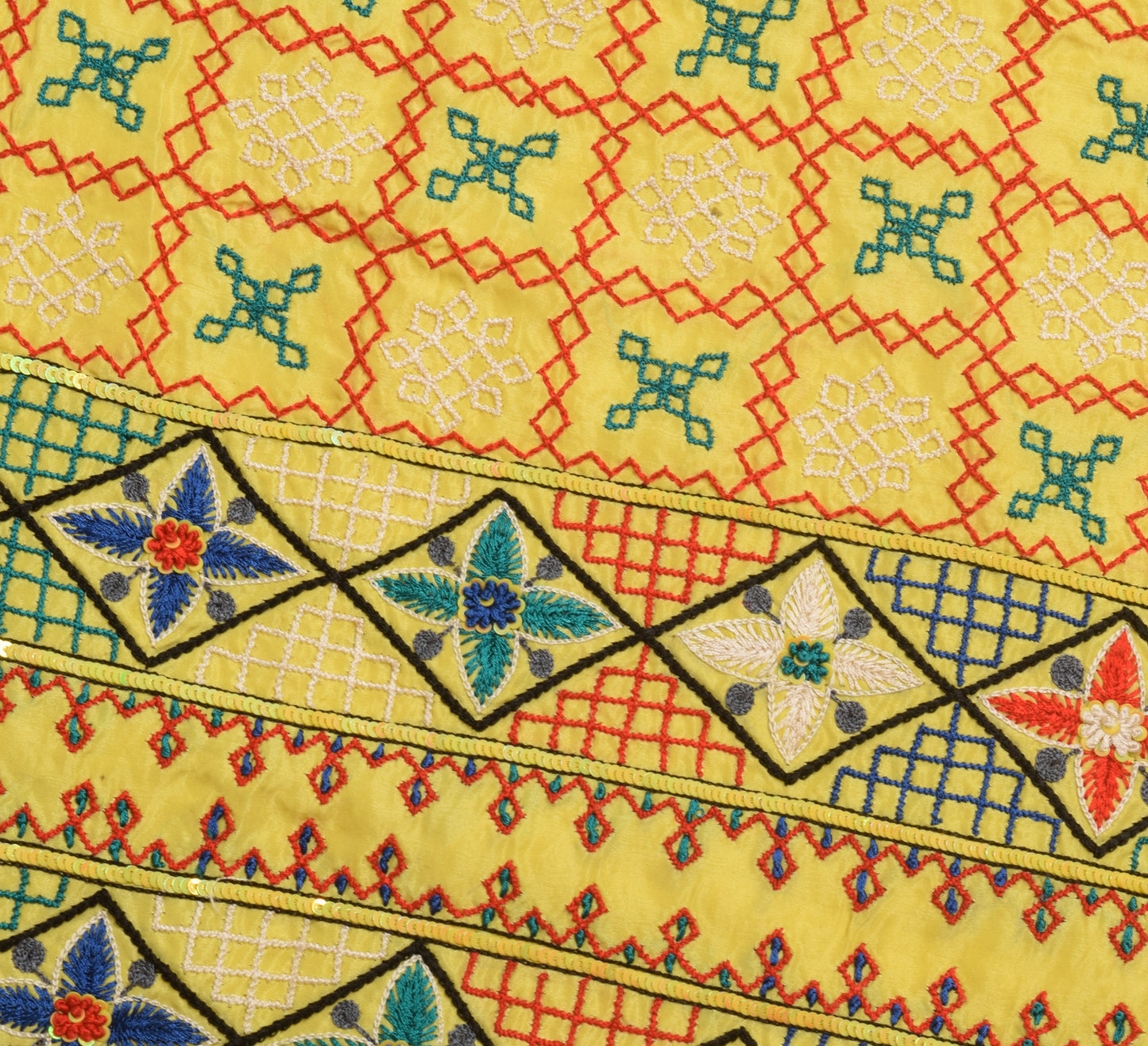Sushila Vintage Yellow Saree 100% Pure Silk Embroidered Traditional Sari Fabric