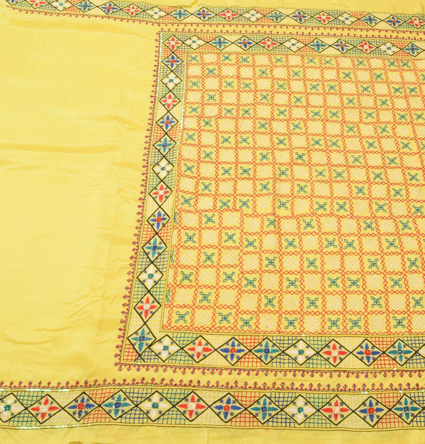 Sushila Vintage Yellow Saree 100% Pure Silk Embroidered Traditional Sari Fabric