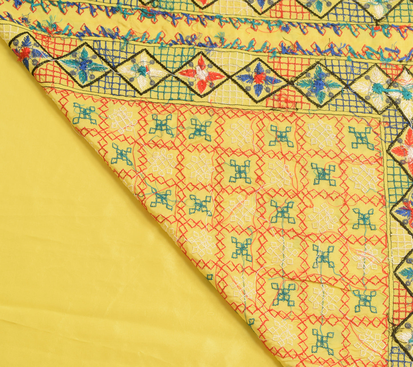 Sushila Vintage Yellow Saree 100% Pure Silk Embroidered Traditional Sari Fabric