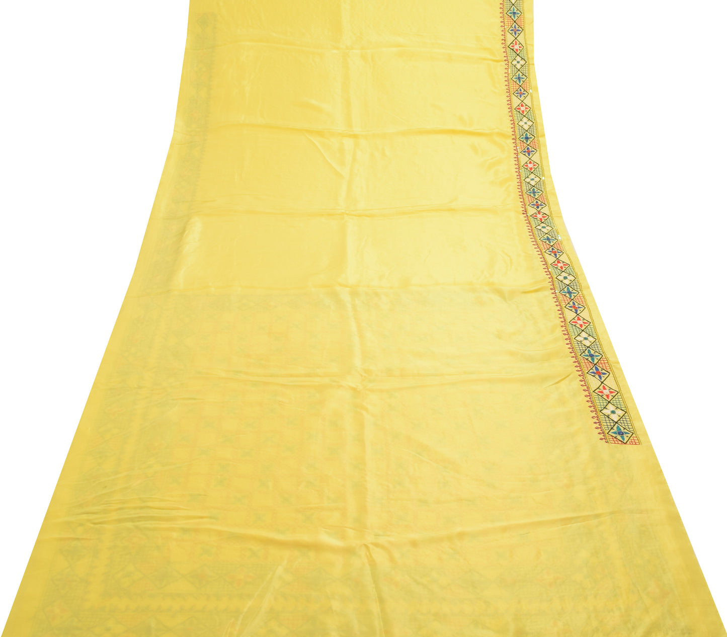 Sushila Vintage Yellow Saree 100% Pure Silk Embroidered Traditional Sari Fabric