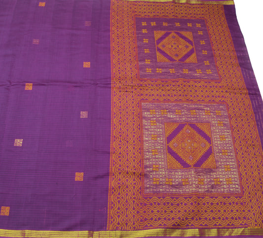 Sushila Vintage Purple Woven Saree Blend Cotton Traditional Sari Craft Fabric