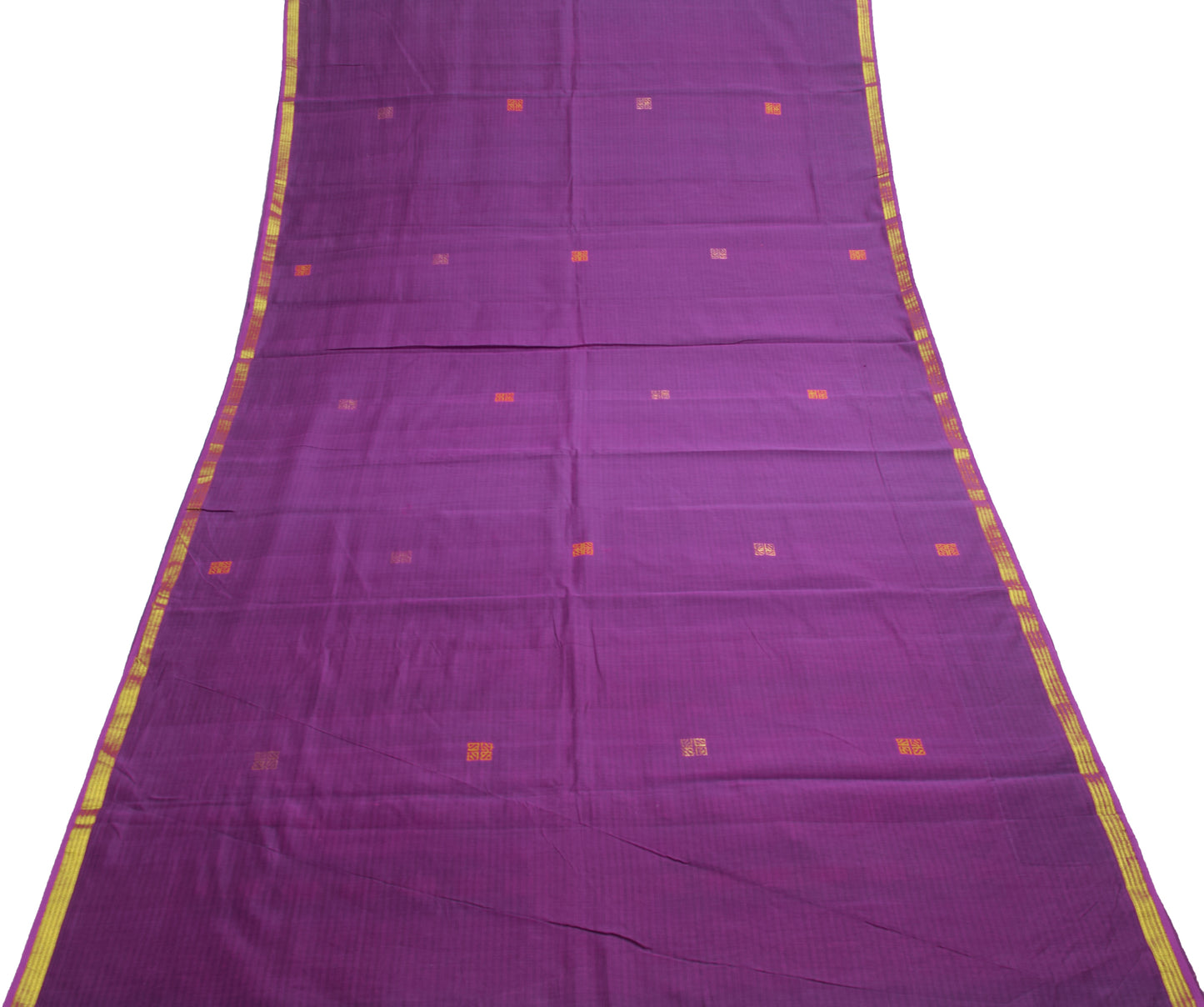 Sushila Vintage Purple Woven Saree Blend Cotton Traditional Sari Craft Fabric