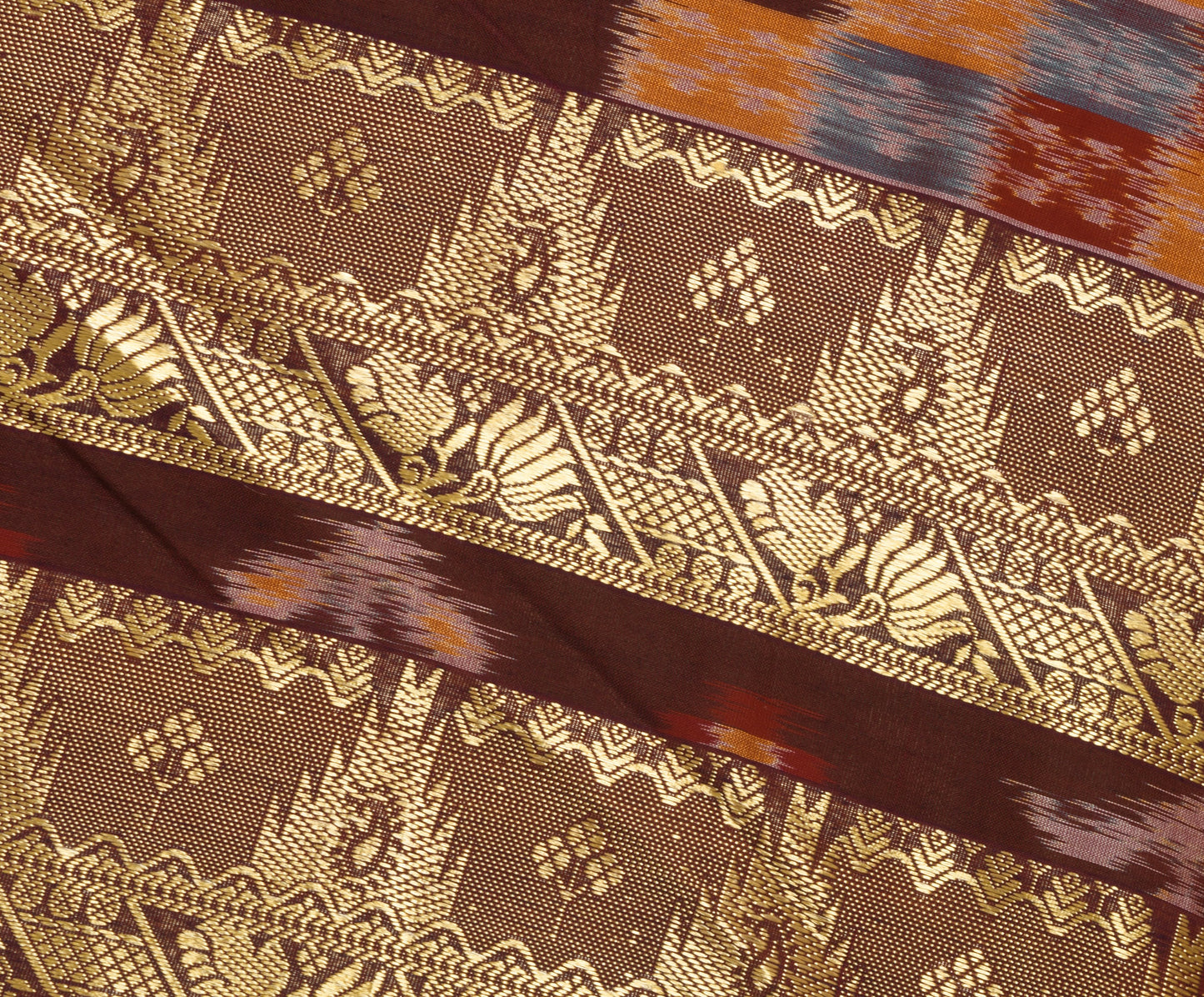 Sushila Vintage Beige Saree 100% Pure Cotton All Over Woven Floral Sari Fabric