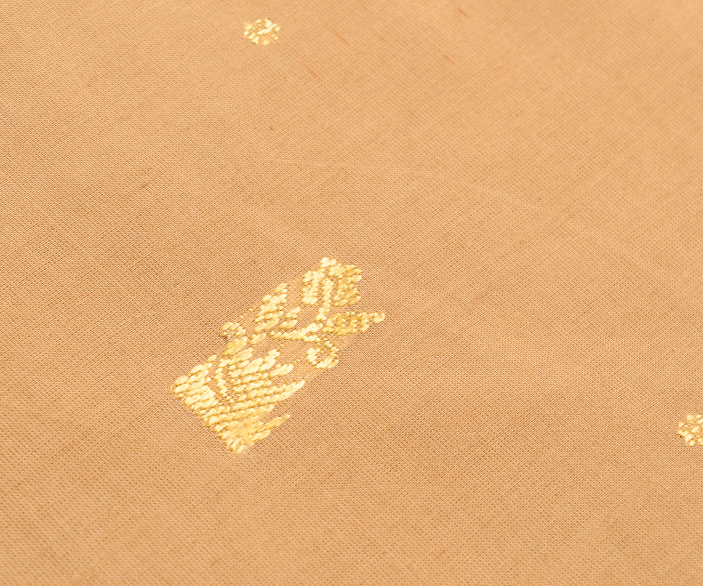 Sushila Vintage Beige Saree 100% Pure Cotton All Over Woven Floral Sari Fabric