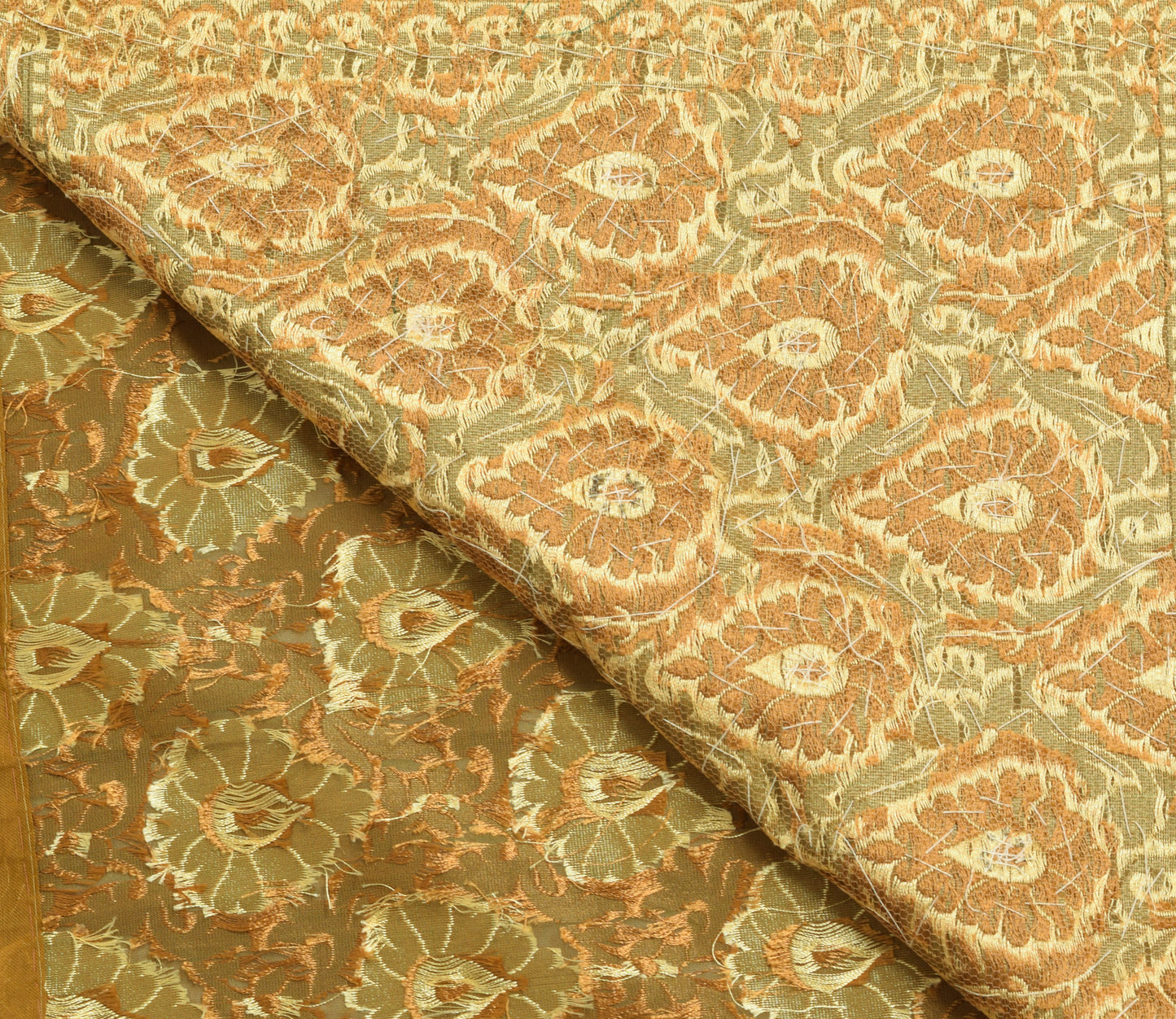 Sushila Vintage Green Silk Blend Saree Floral All Over Woven Indian Sari Fabric