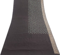 Sushila Vintage Black Saree Heavy Georgette Silk Hand Beaded Floral Sari Fabric