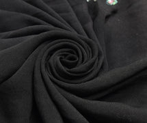 Sushila Vintage Black Saree Heavy Georgette Silk Hand Beaded Floral Sari Fabric