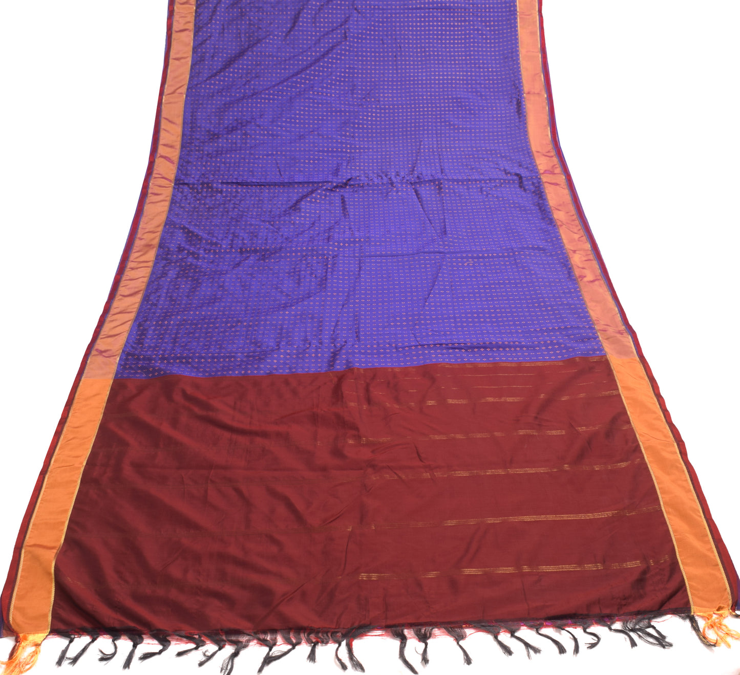 Sushila Vintage Purple Woven Saree Silk Blend Sari with Contrast Border Fabric